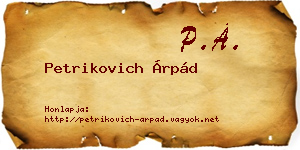 Petrikovich Árpád névjegykártya